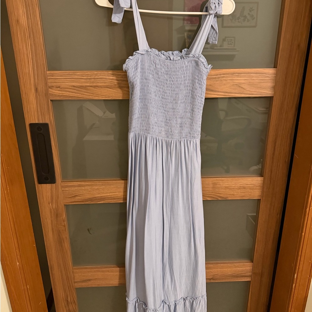 Blue Sleeveless Tie Dress